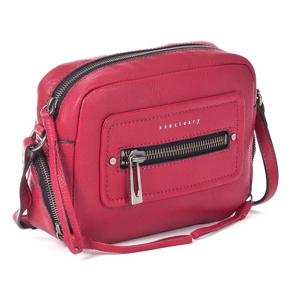 Sanctuary HERO New Leather Crossbody X-body Shoulder Handbag RED/Beet ๐HP๐ - Picture 3 of 13